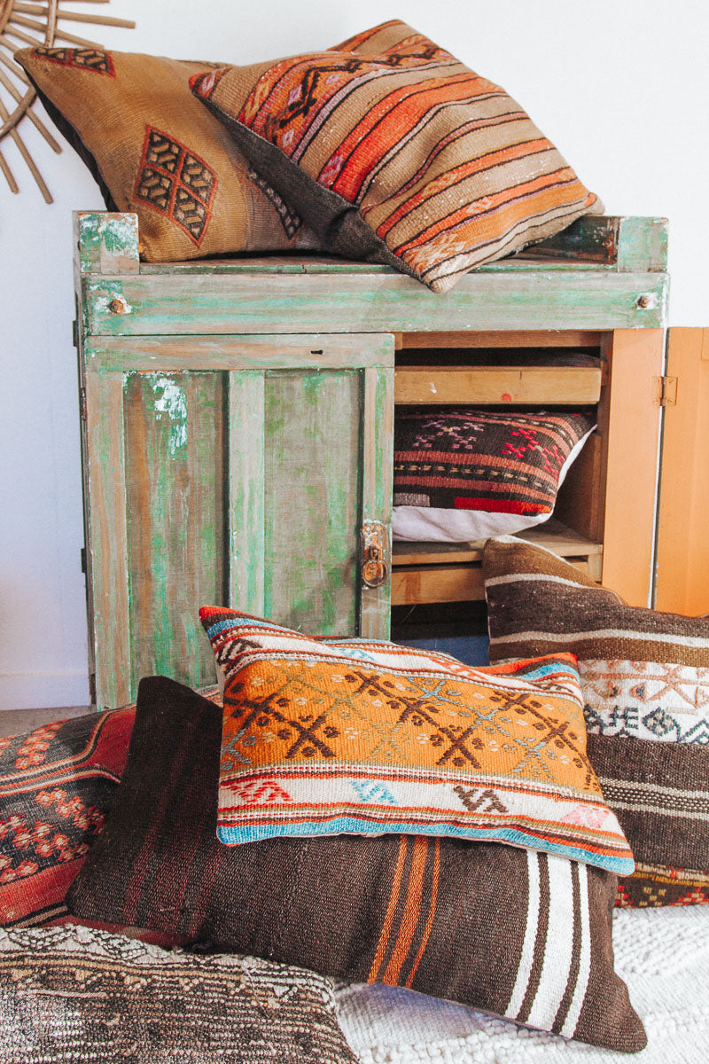 vintage turkish kilim lumbar cushion pillow