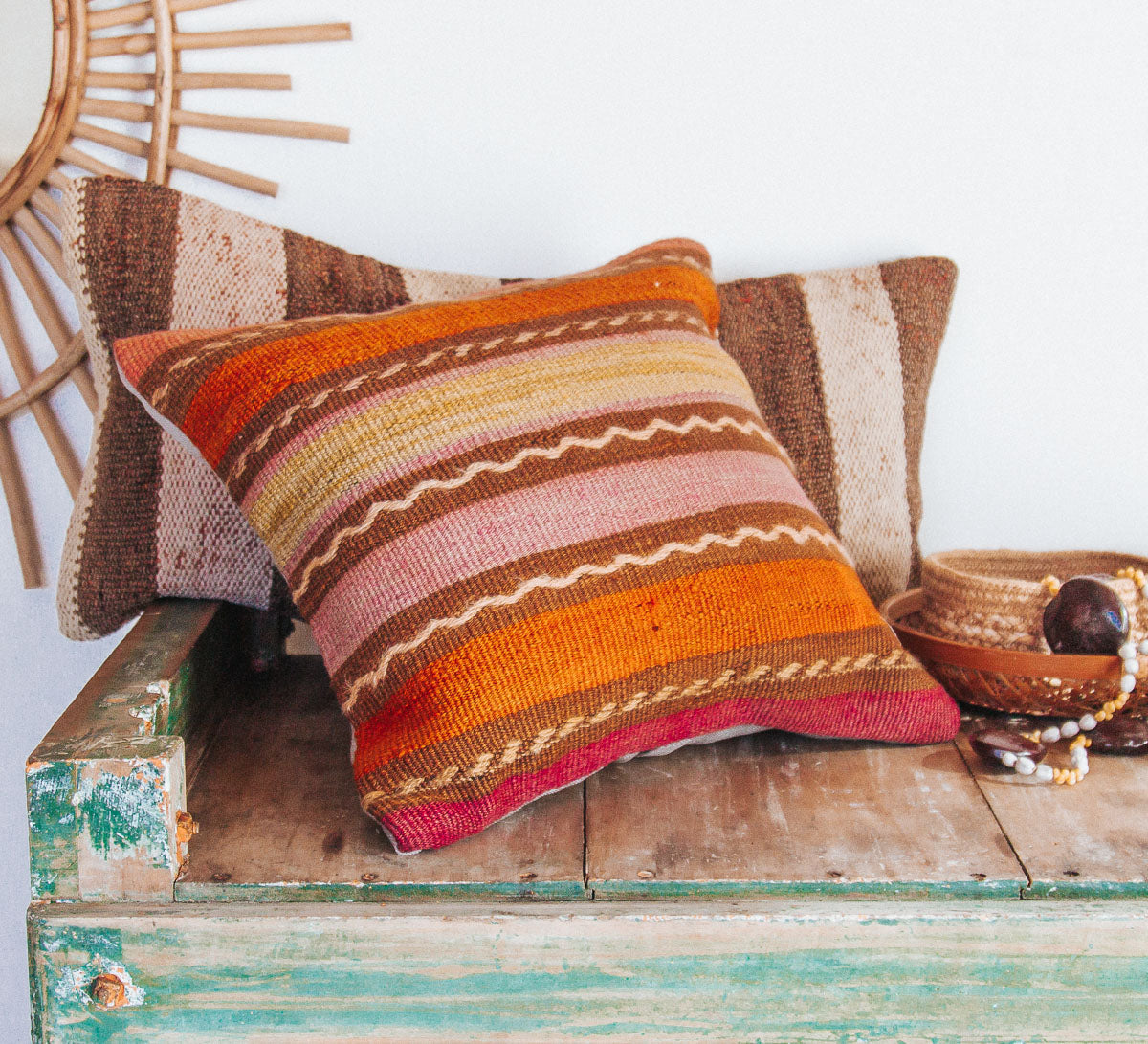 vintage turkish kilim lumbar cushion pillow