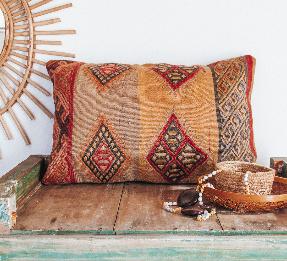 vintage boho turkish kilim cushion