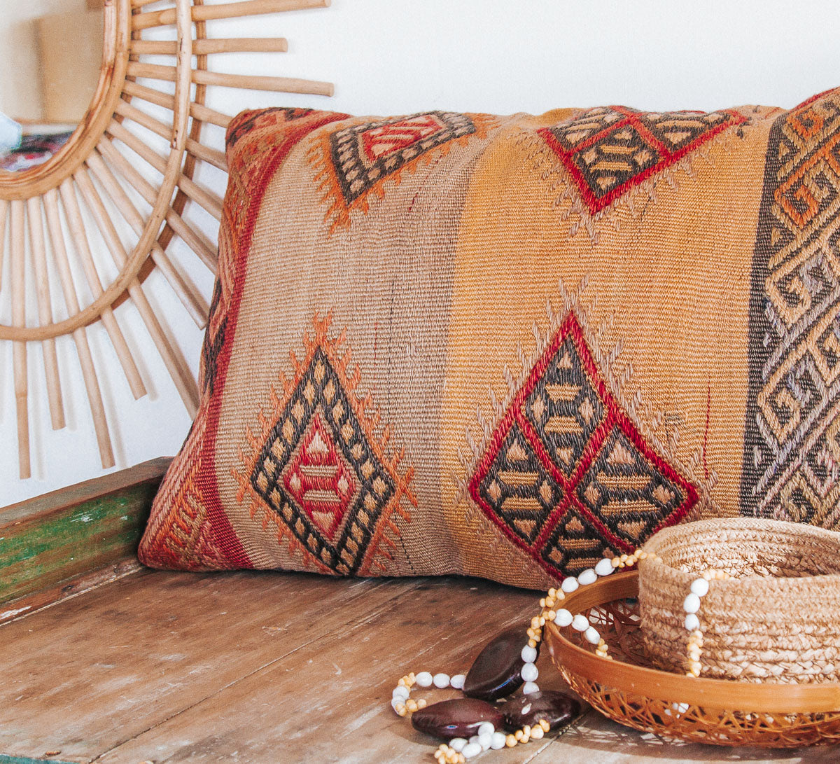 vintage boho turkish kilim cushion