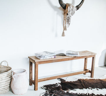 vintage boho reclaimed wooden bench seat