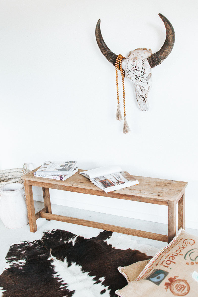 vintage boho reclaimed wooden bench seat