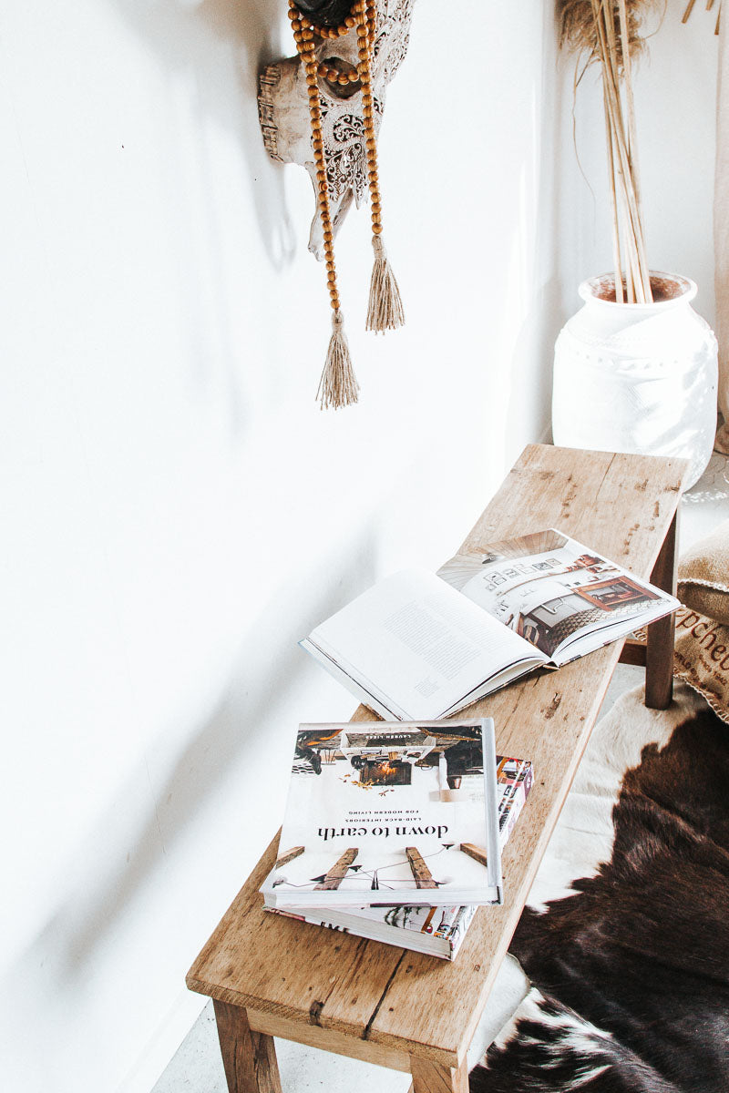 vintage boho reclaimed wooden bench seat