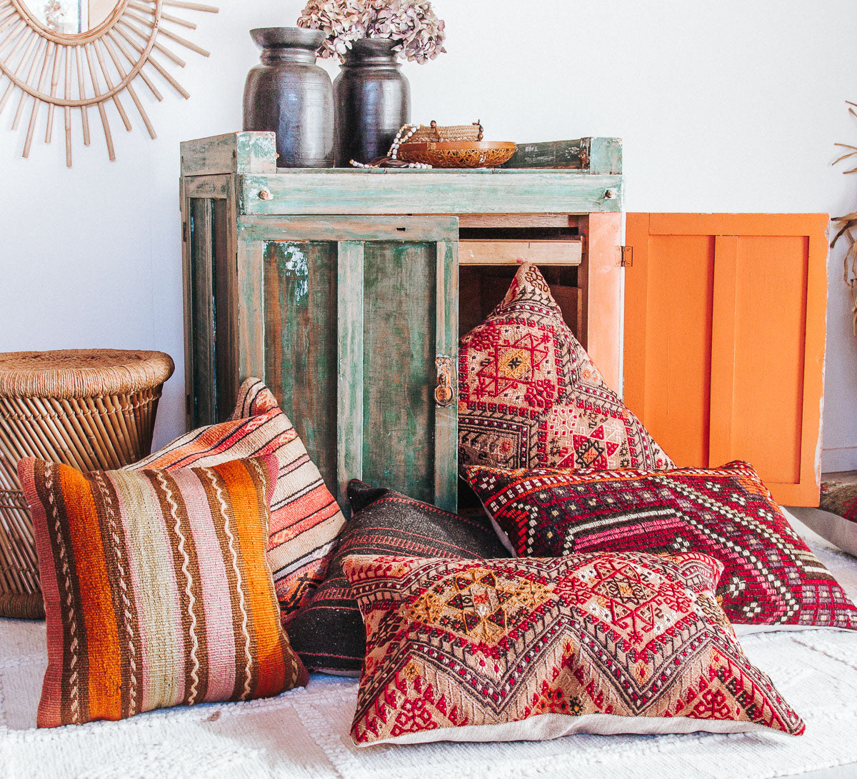 vintage turkish kilim couch throw cushion pillow