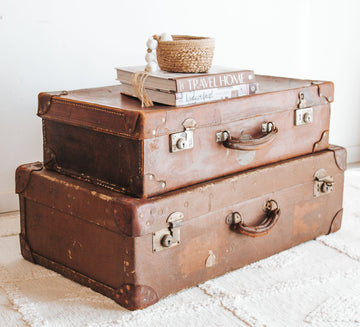 vintage boho rustic leather suitcase