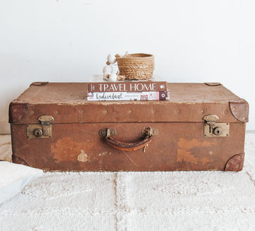 vintage boho rustic leather suitcase
