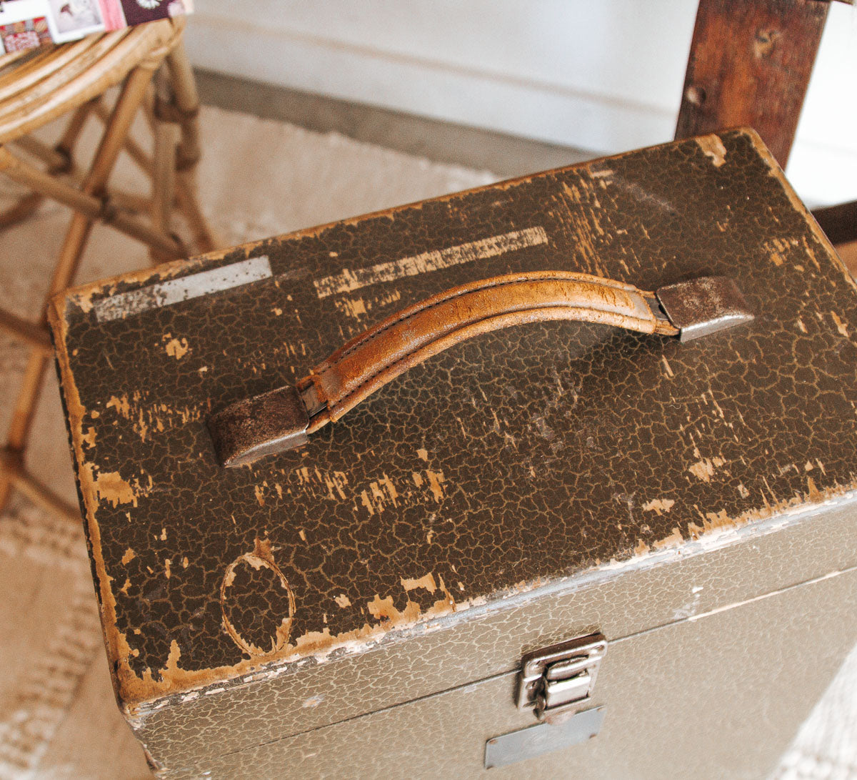 vintage boho wabi-sabi storage box suitcase