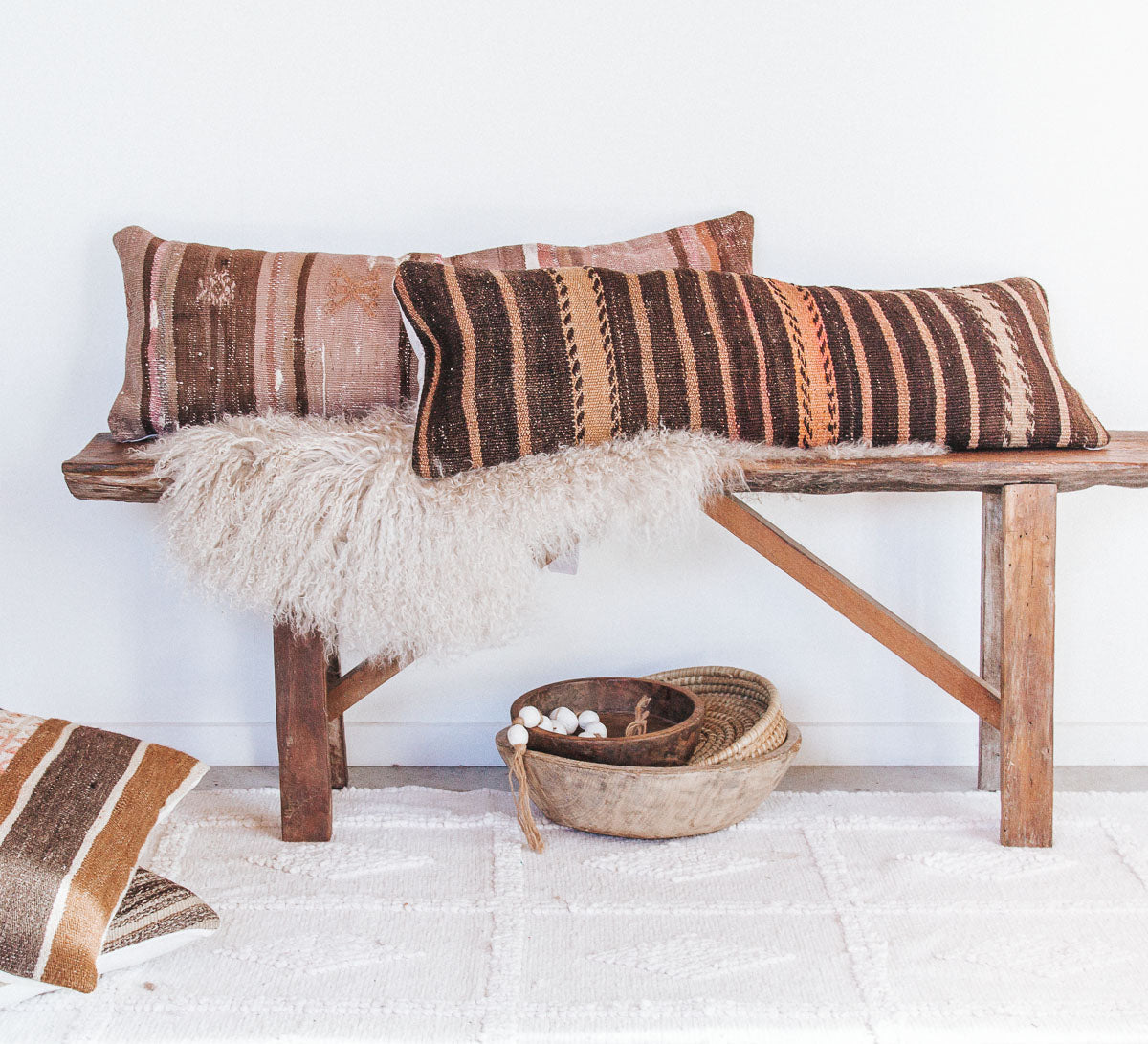 vintage turkish kilim lumbar cushion pillow