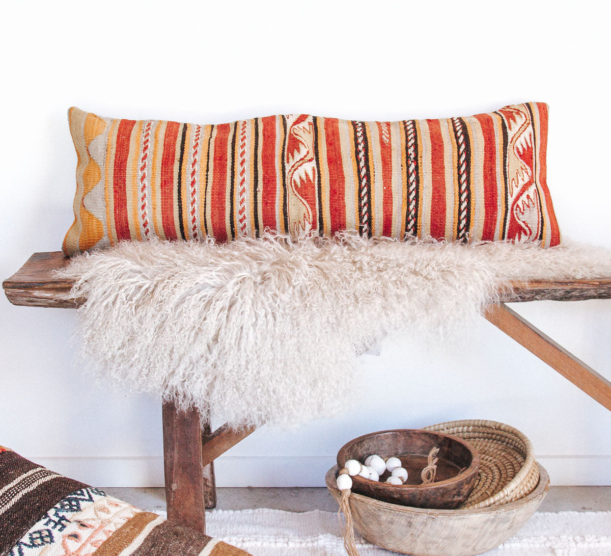 vintage turkish kilim boho throw cushion pillow