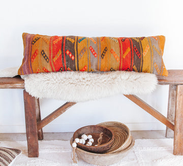 vintage turkish kilim lumbar cushion pillow