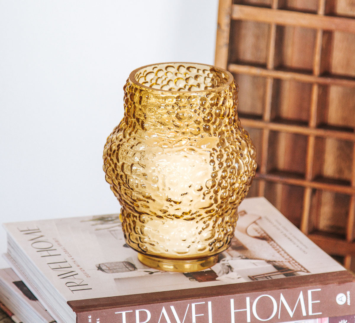 vintage boho amber gold glass candle holder lightvintage boho amber gold glass candle holder light