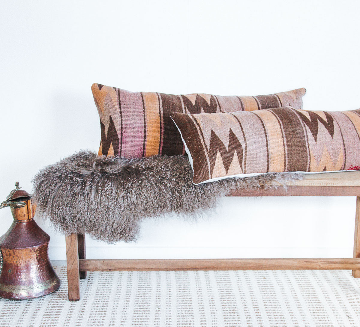 bohemian boho tibetan icelandic luxury sheepskin throw in portabello