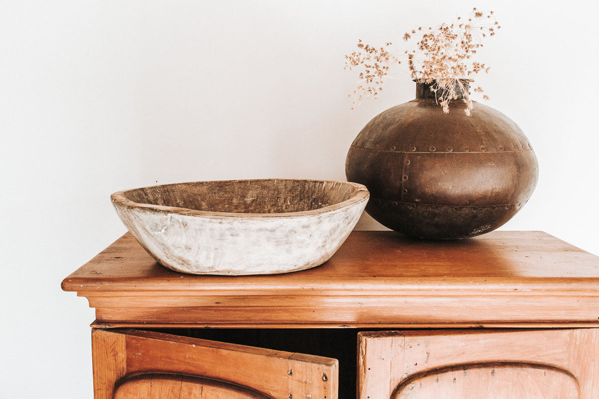 vintage boho wooden handmade indian bowl