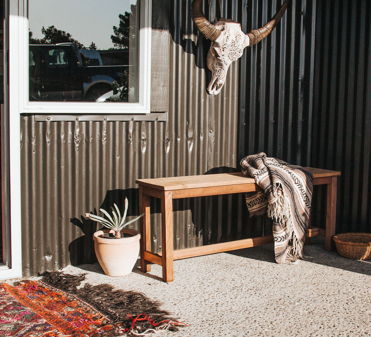 vintage boho reclaimed wooden bench seat