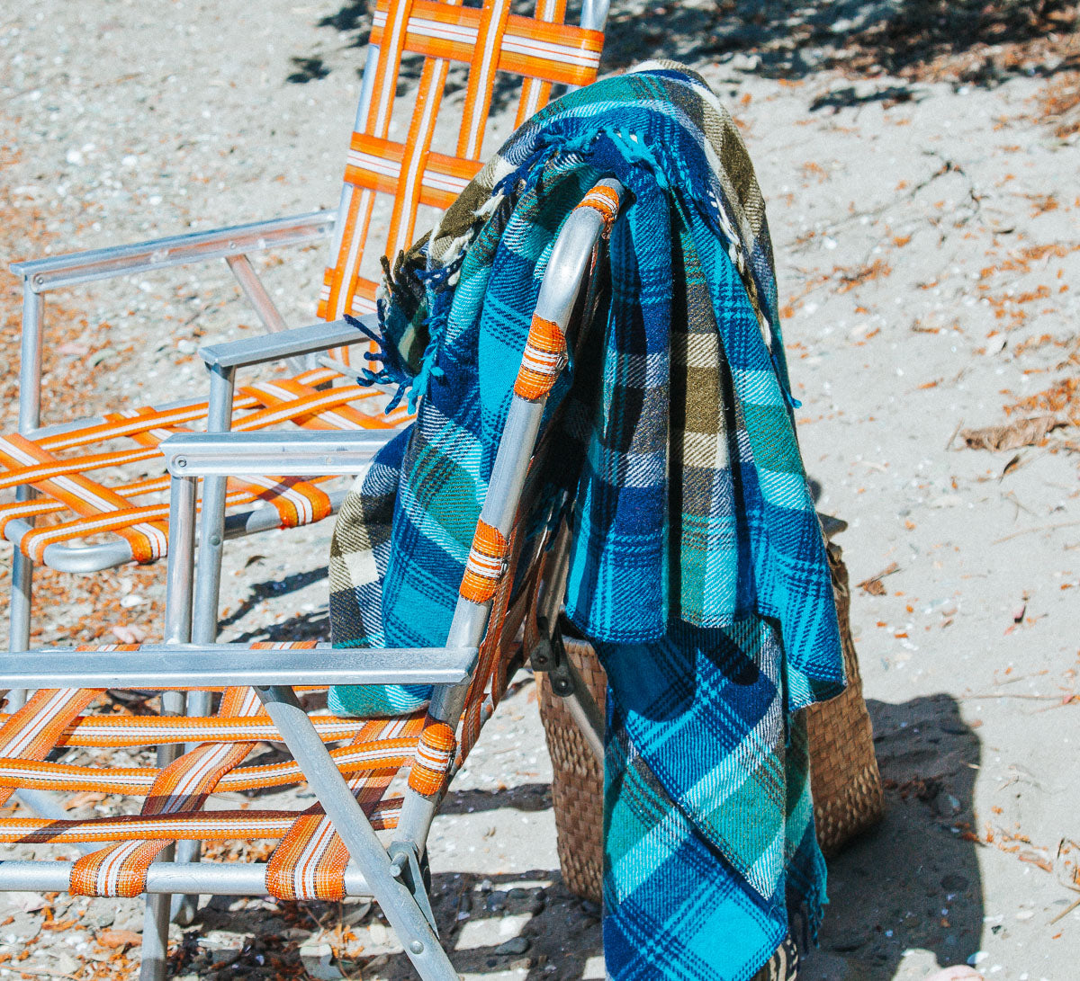 vintage retro boho wool tartan travel rug picnic throw blanket made in NZ
