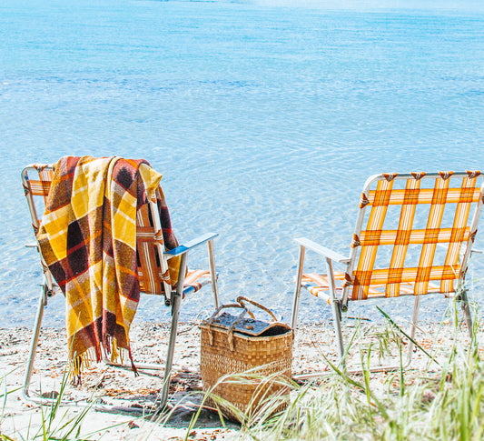 vintage retro boho wool tartan travel rug picnic throw blanket made in NZ