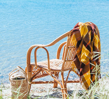 vintage retro boho wool tartan travel rug picnic throw blanket made in NZ