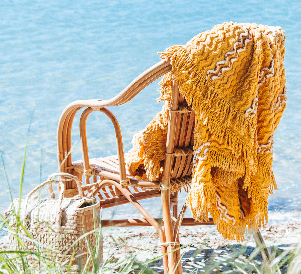 vintage boho candlewick tassled bed throw picnic blanket