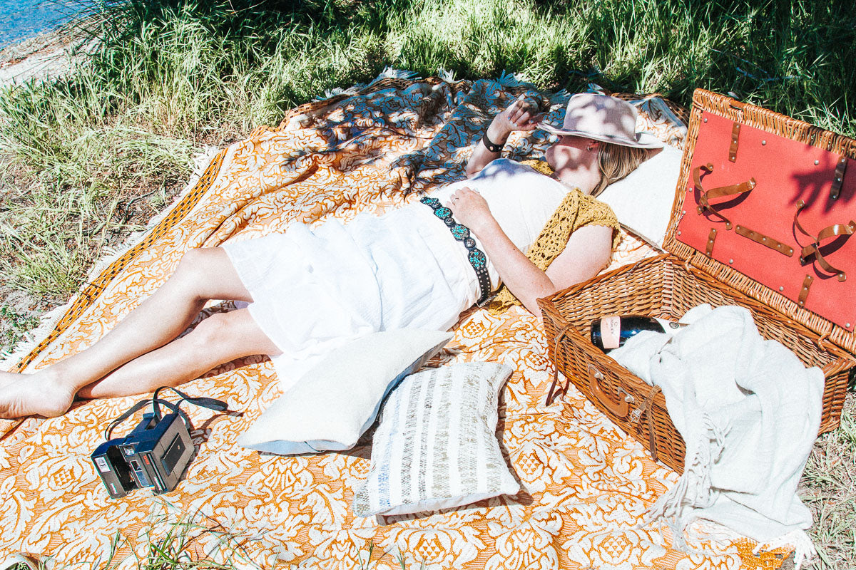 vintage retro boho picnic basket