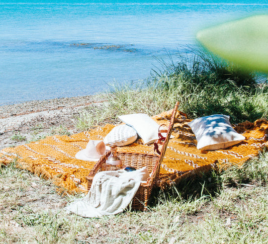 vintage boho candlewick tassled bed throw picnic blanket