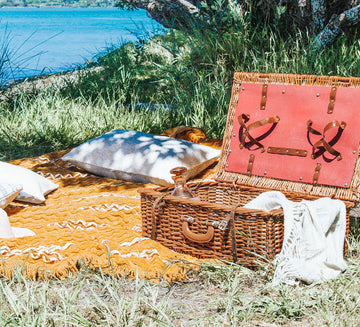 vintage retro boho picnic basket