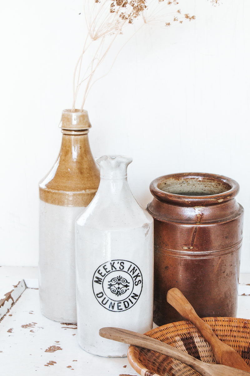 vintage boho nz stone crock ink bottle meeks ink dunedin