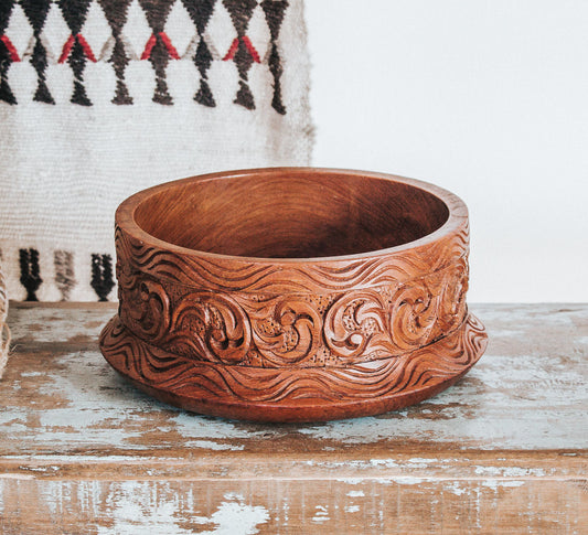 Vintage Hand-Carved Bowl