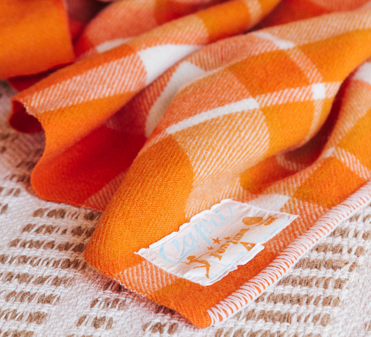 vintage retro boho woollen wool blanket bed throw