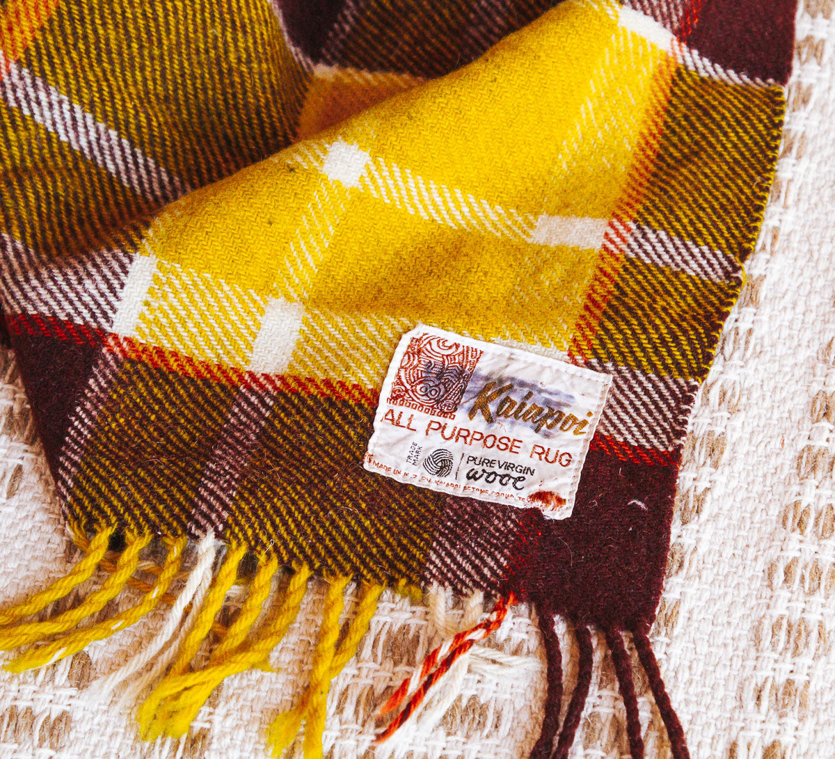 vintage retro boho wool tartan travel rug picnic throw blanket made in NZ