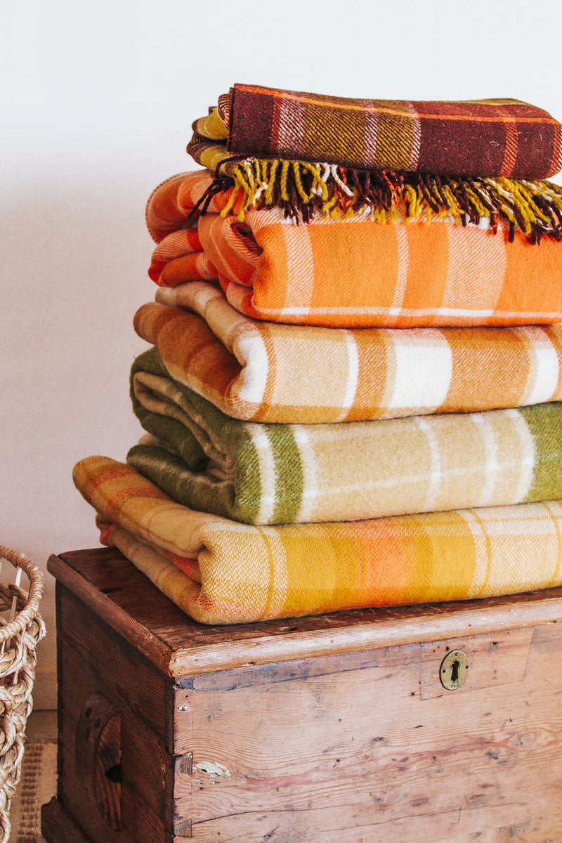 vintage retro boho woollen wool blanket bed throw