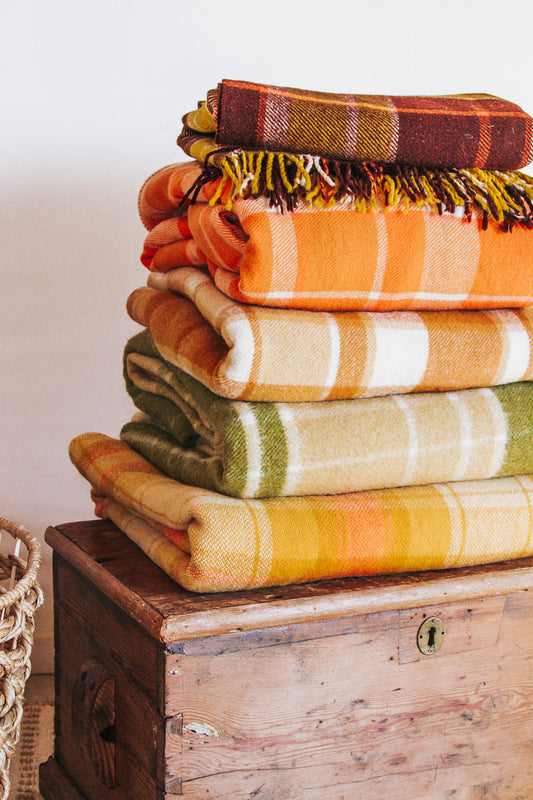 vintage retro boho woollen wool blanket bed throw