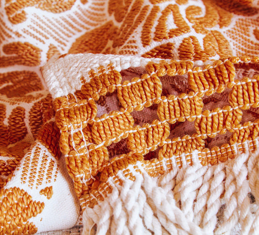 vintage retro brocade heavy embroidered mustard gold tassles bed throw pcinic rug