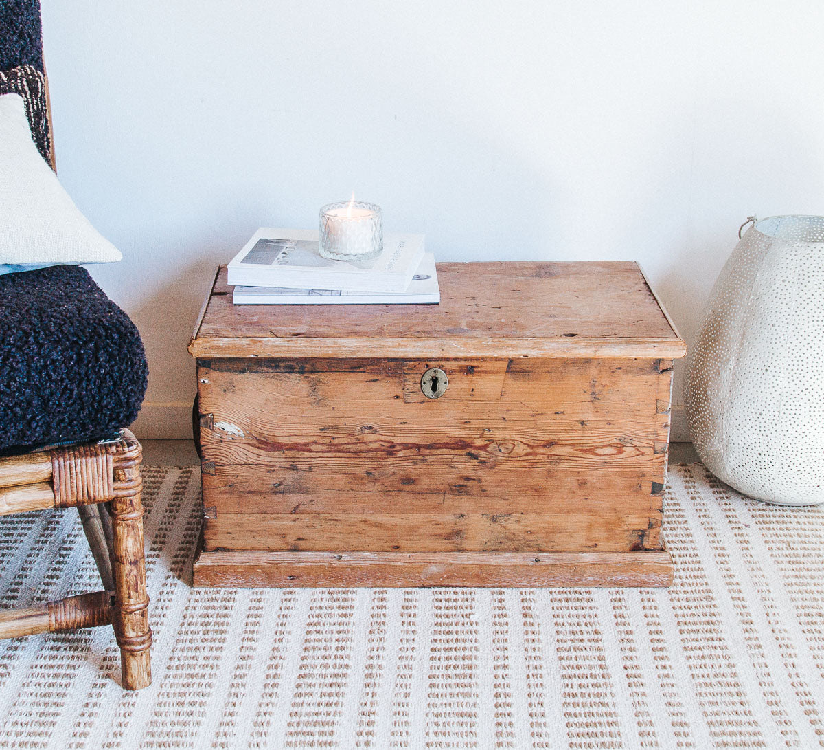 vintage boho wooden kauri storage chest trunk