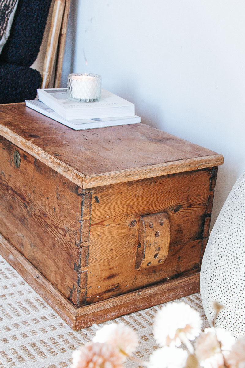 vintage boho wooden kauri storage chest trunk