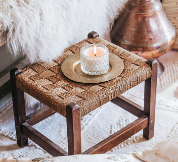 Vintage boho seagrass stool