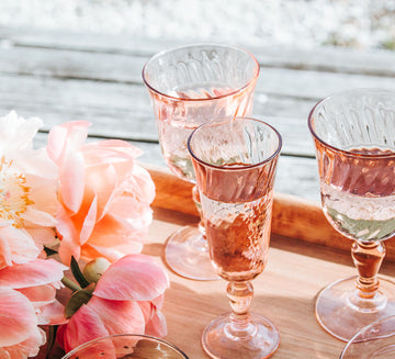 vintage boho french arcoroc blush swirl wine glasses