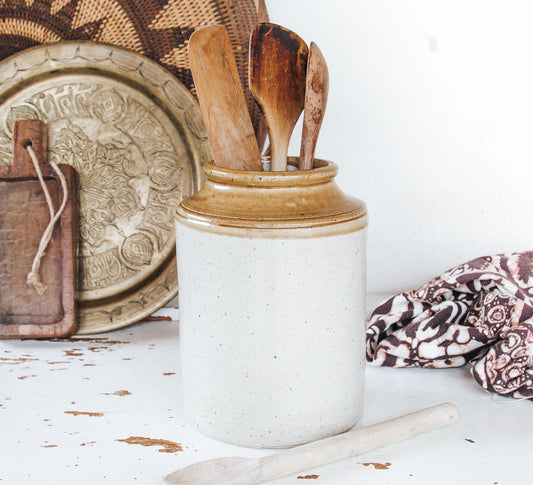 vintage boho stone crock vase