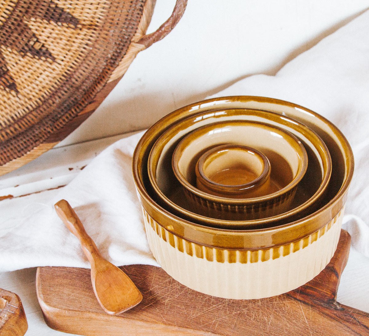 vintage boho t g green granville made in england set of mixing bowls and serving bowls