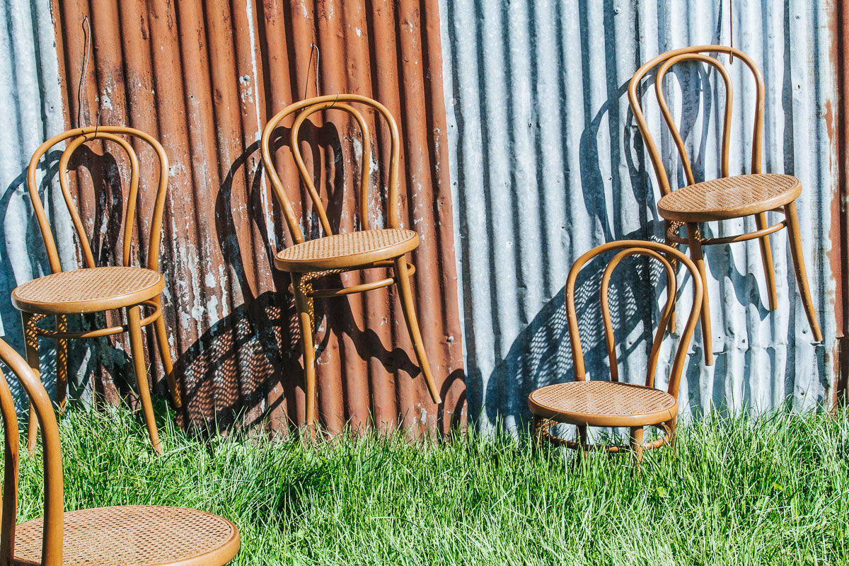 vintage wooden bentwood cane chair