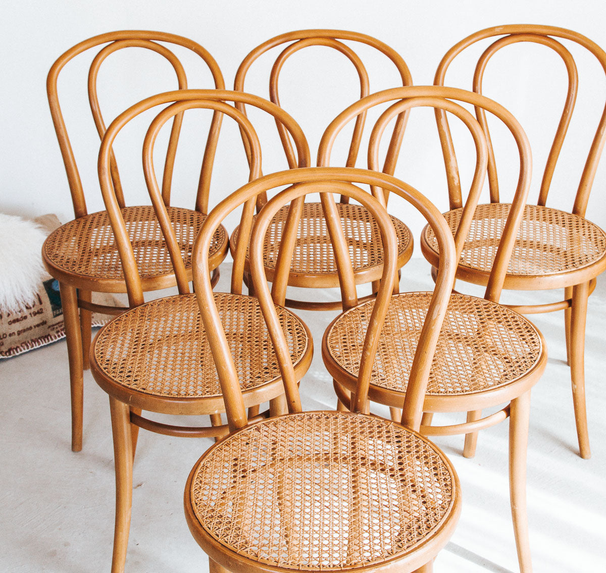 vintage boho wooden bentwood cane chair