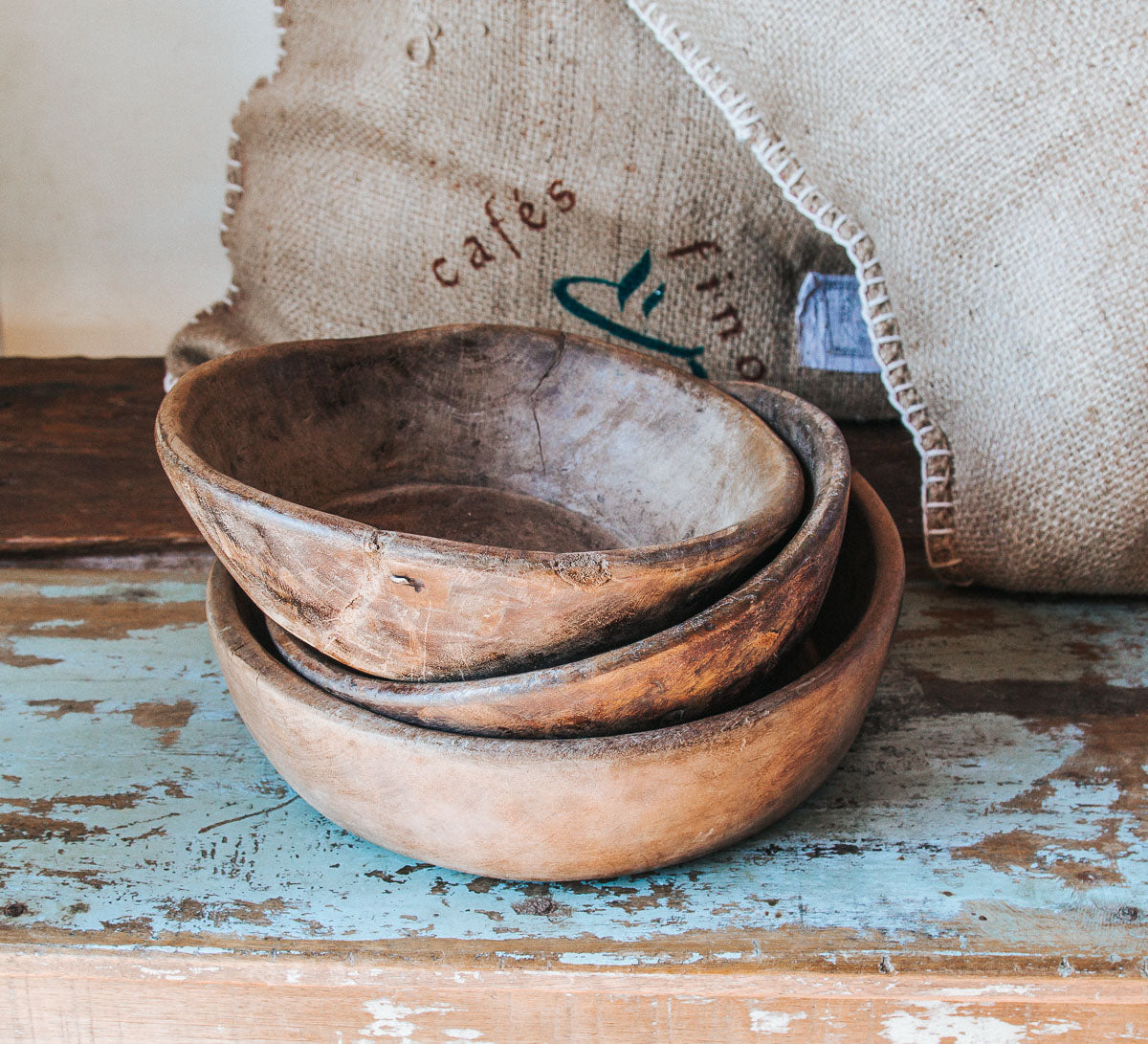 vintage boho wooden handmade indian bowl