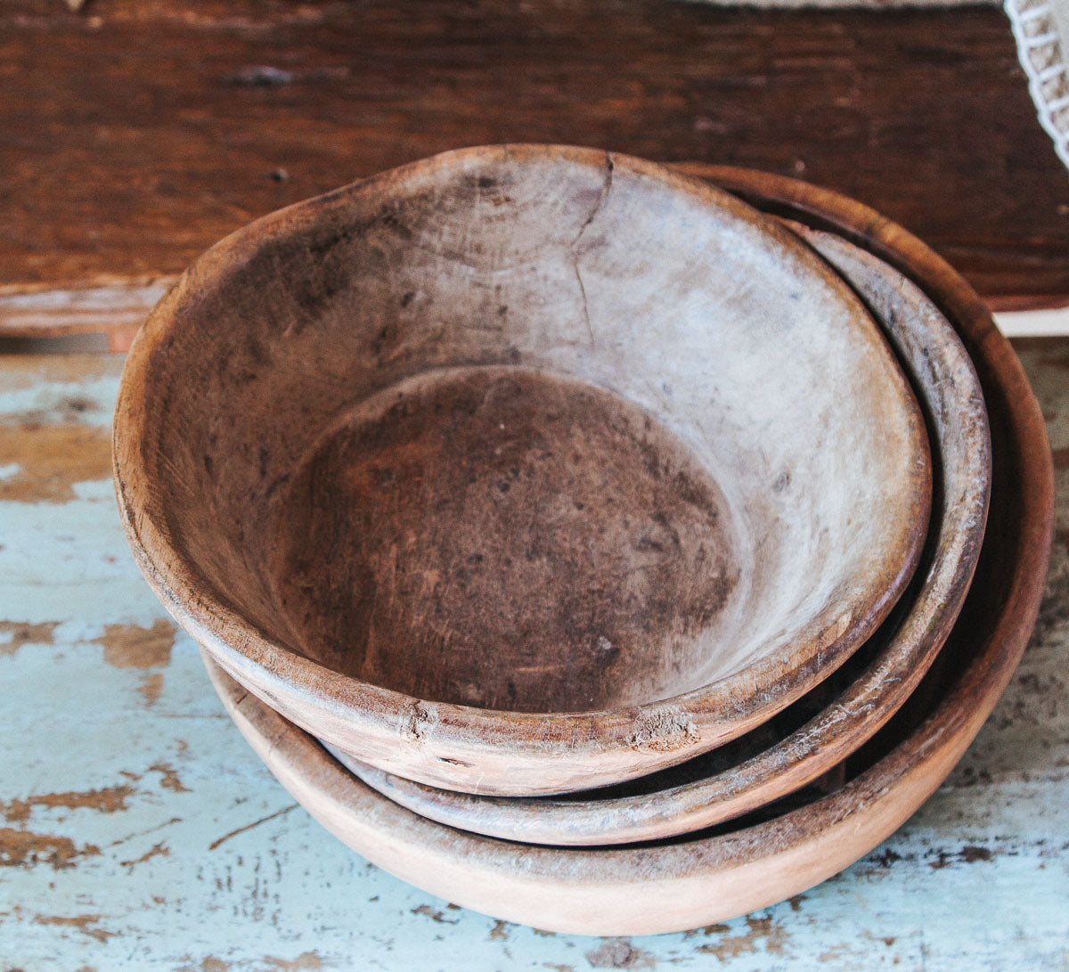 vintage boho wooden handmade indian bowl