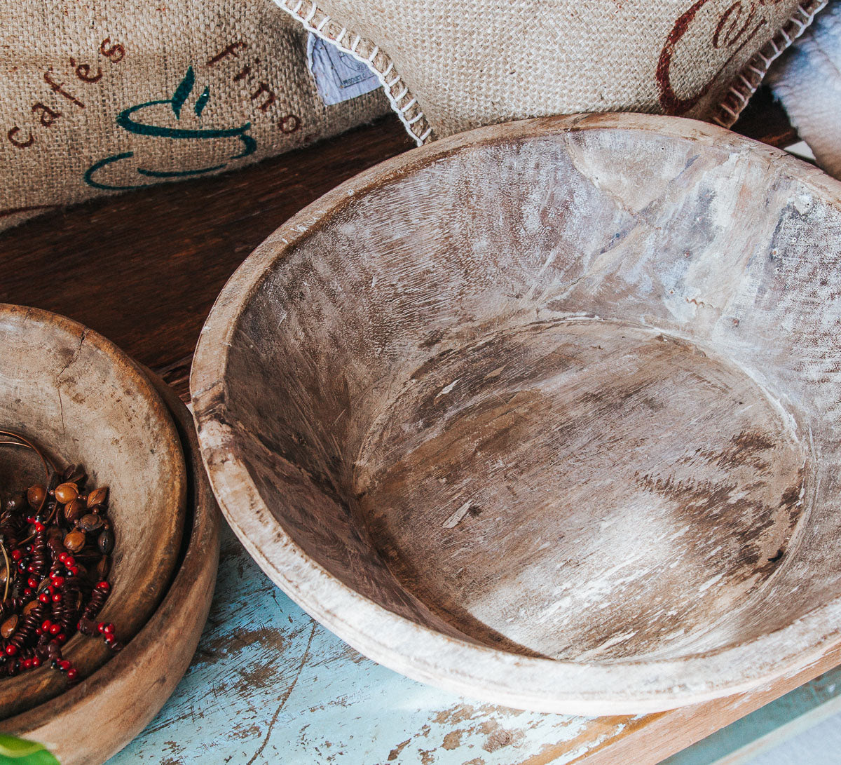 vintage boho wooden handmade indian bowl