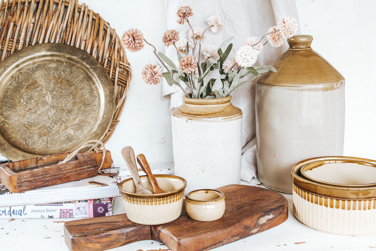 vintage boho brass serving tray