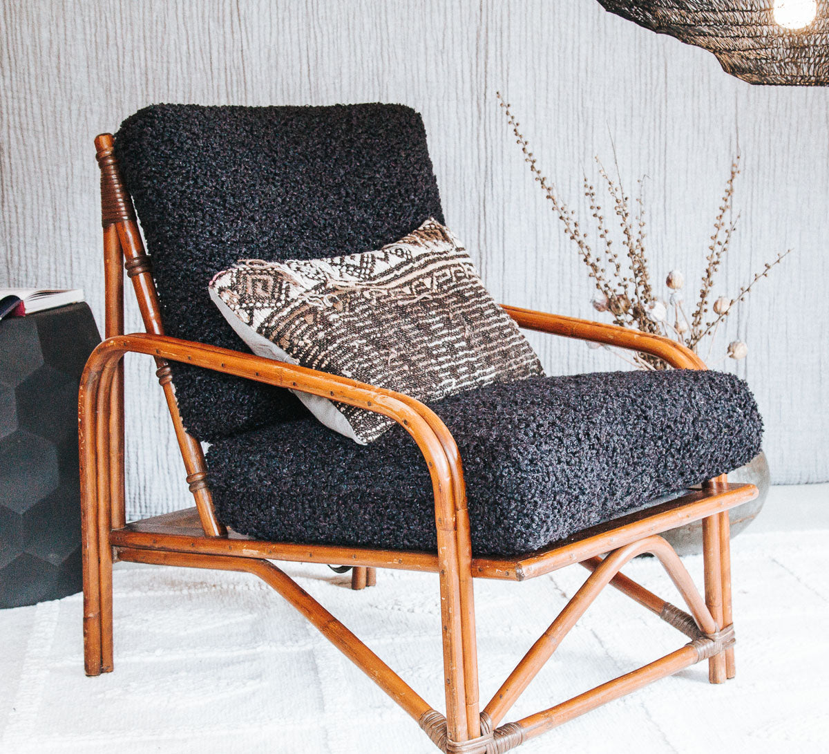 vintage boho bamboo cane chair