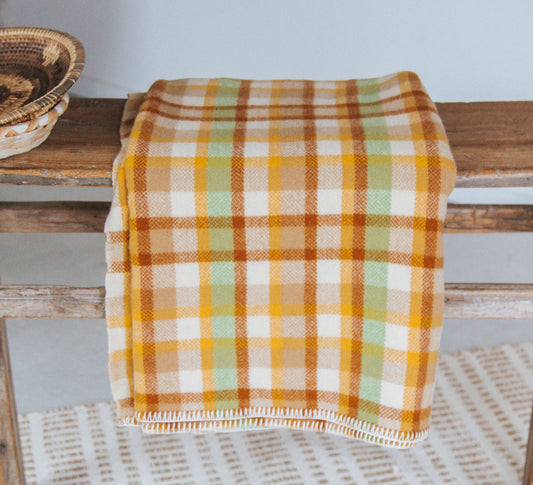 vintage boho retro wool blanket made in NZ