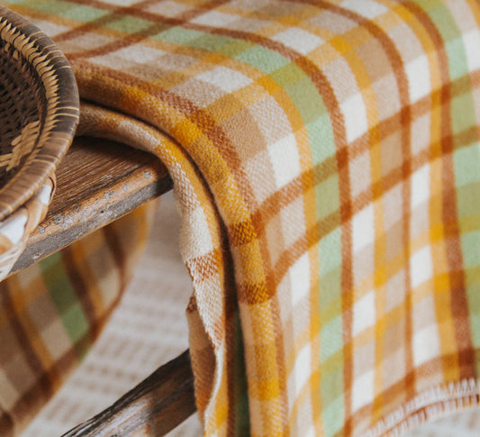 vintage boho retro wool blanket made in NZ