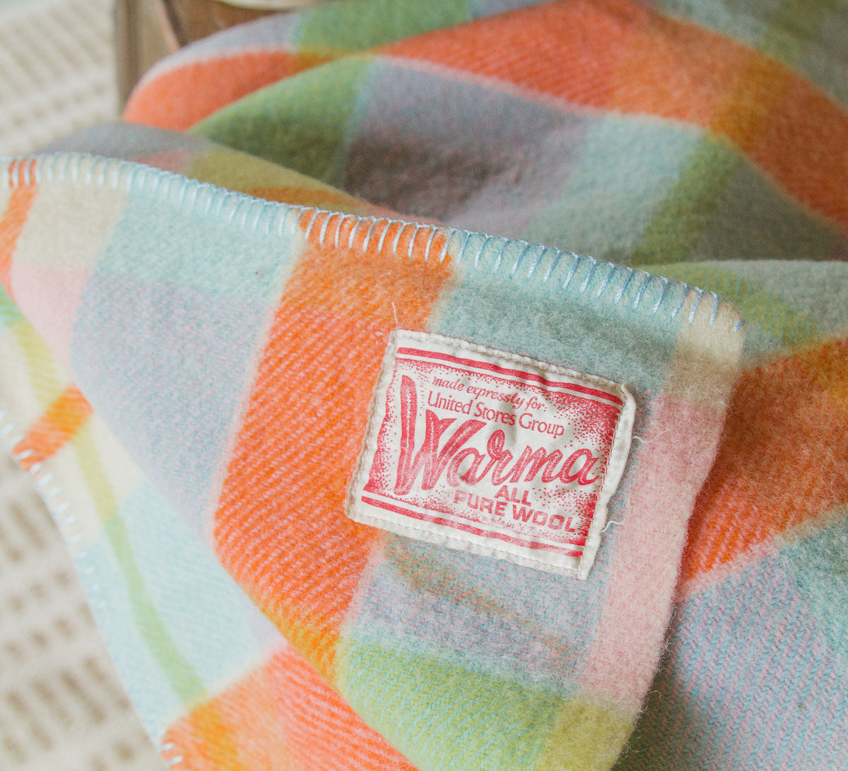 vintage boho retro wool blanket made in NZ