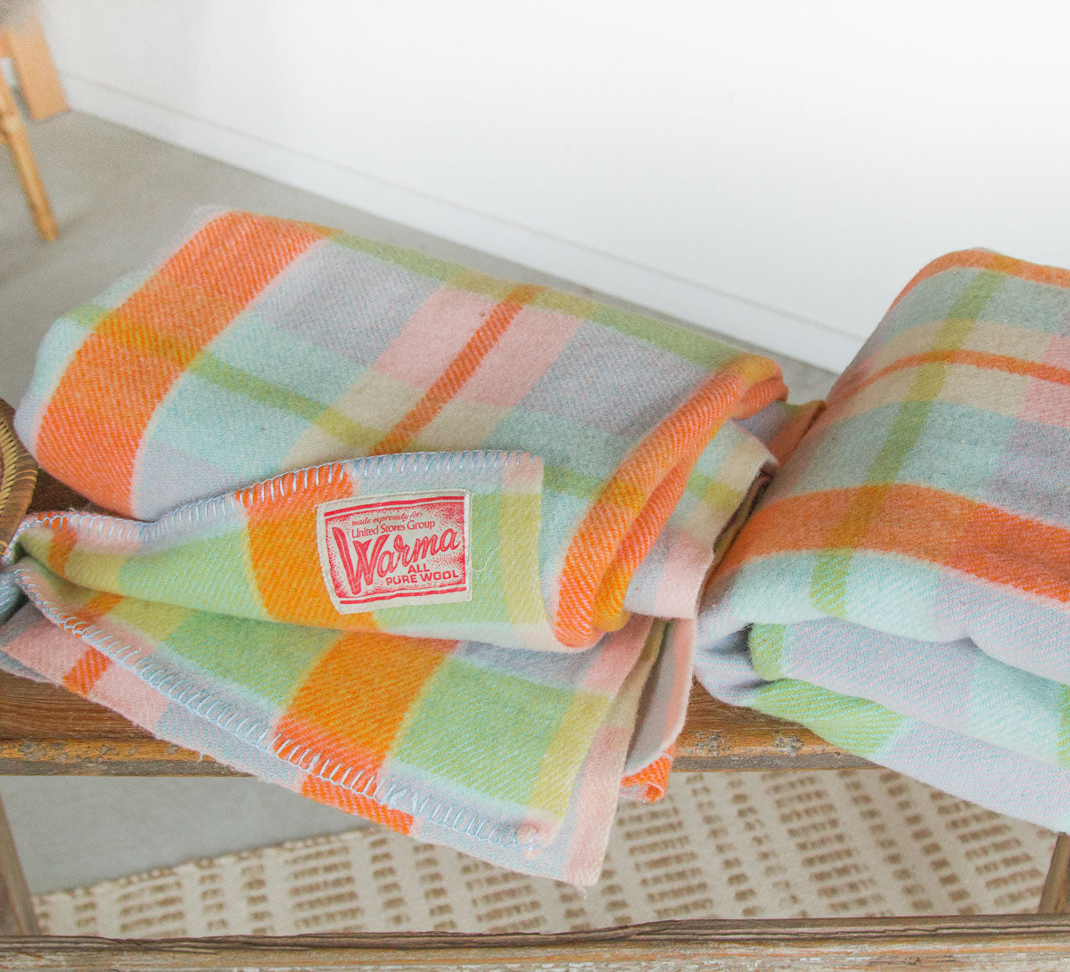 vintage boho retro wool blanket made in NZ