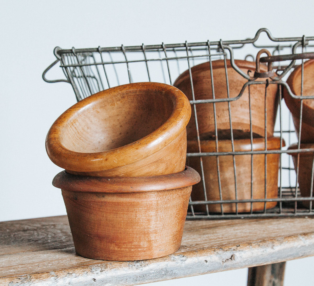 vintage boho handmade wooden serving bowls